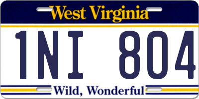 WV license plate 1NI804