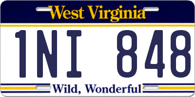 WV license plate 1NI848