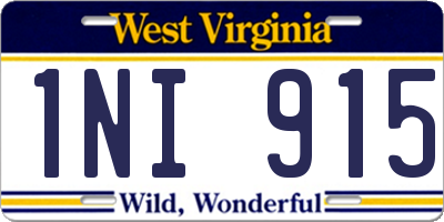 WV license plate 1NI915