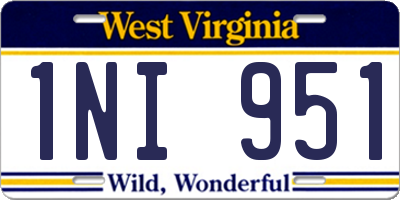 WV license plate 1NI951