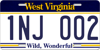 WV license plate 1NJ002