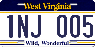 WV license plate 1NJ005