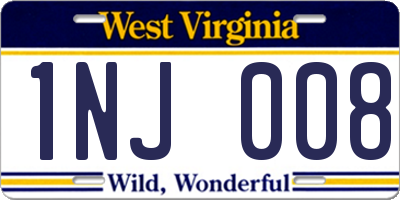 WV license plate 1NJ008