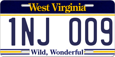 WV license plate 1NJ009