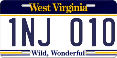WV license plate 1NJ010