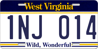 WV license plate 1NJ014