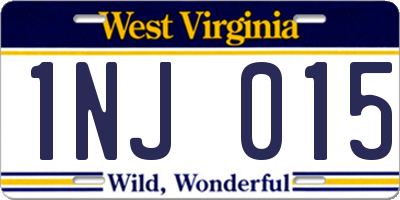 WV license plate 1NJ015