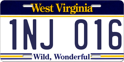 WV license plate 1NJ016