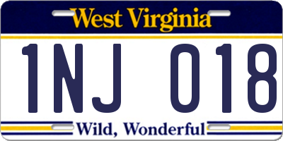 WV license plate 1NJ018