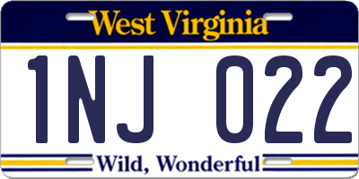WV license plate 1NJ022