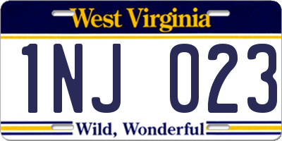 WV license plate 1NJ023