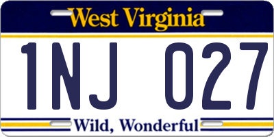 WV license plate 1NJ027