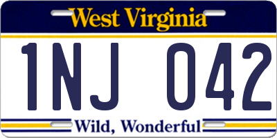 WV license plate 1NJ042