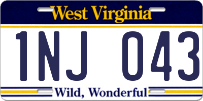 WV license plate 1NJ043