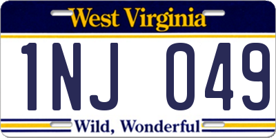 WV license plate 1NJ049