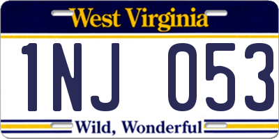 WV license plate 1NJ053