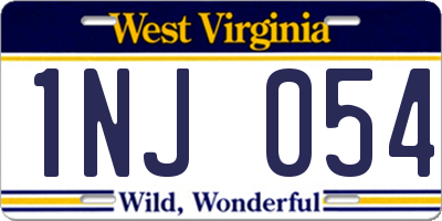 WV license plate 1NJ054