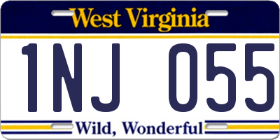 WV license plate 1NJ055