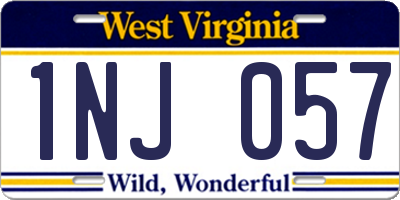 WV license plate 1NJ057