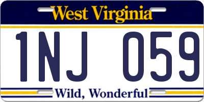 WV license plate 1NJ059