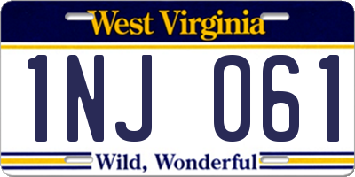 WV license plate 1NJ061