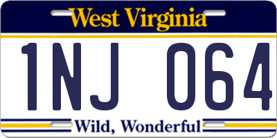 WV license plate 1NJ064