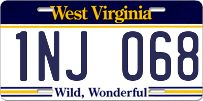 WV license plate 1NJ068