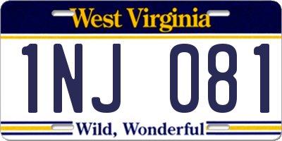 WV license plate 1NJ081