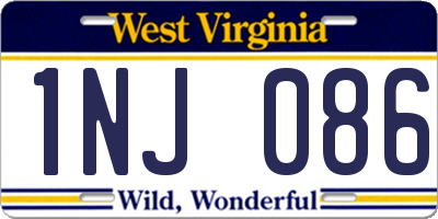 WV license plate 1NJ086