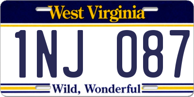 WV license plate 1NJ087