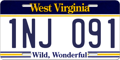 WV license plate 1NJ091