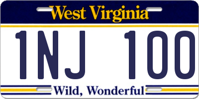 WV license plate 1NJ100