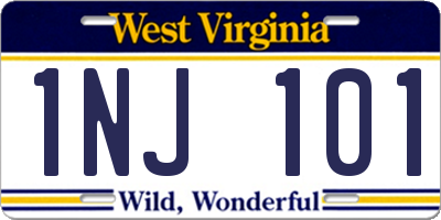 WV license plate 1NJ101