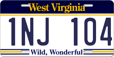 WV license plate 1NJ104
