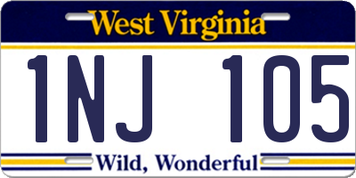 WV license plate 1NJ105