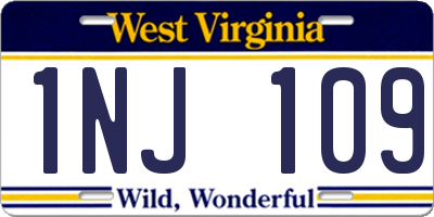 WV license plate 1NJ109