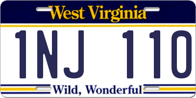WV license plate 1NJ110