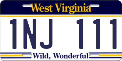 WV license plate 1NJ111