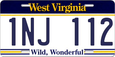 WV license plate 1NJ112