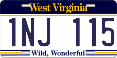 WV license plate 1NJ115