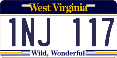 WV license plate 1NJ117