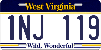 WV license plate 1NJ119