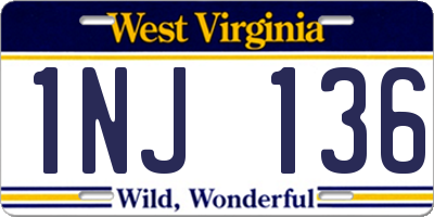 WV license plate 1NJ136