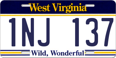 WV license plate 1NJ137