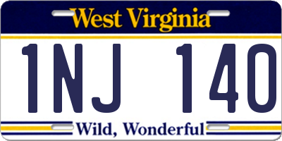 WV license plate 1NJ140