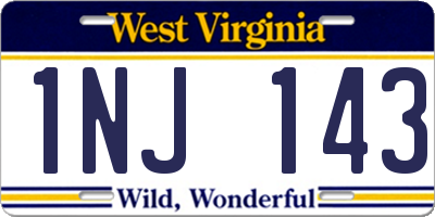 WV license plate 1NJ143