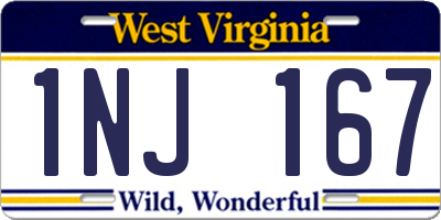 WV license plate 1NJ167
