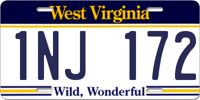 WV license plate 1NJ172