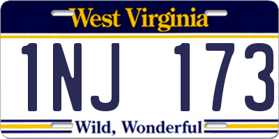 WV license plate 1NJ173