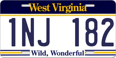 WV license plate 1NJ182